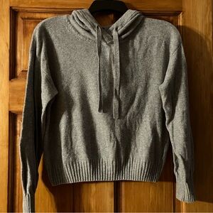 GAP Heather Gray Knit Petite Hooded Sweater